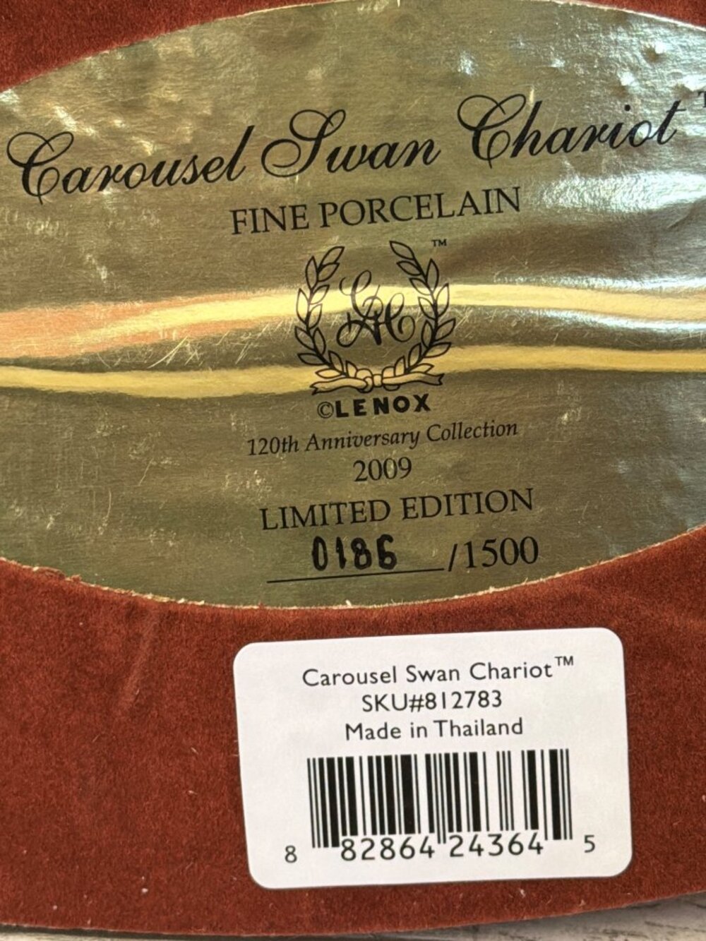 2009 Lenox 120th Anniversary Carousel Swan Chariot Limited Edition NEW in Box - Picture 11 of 16